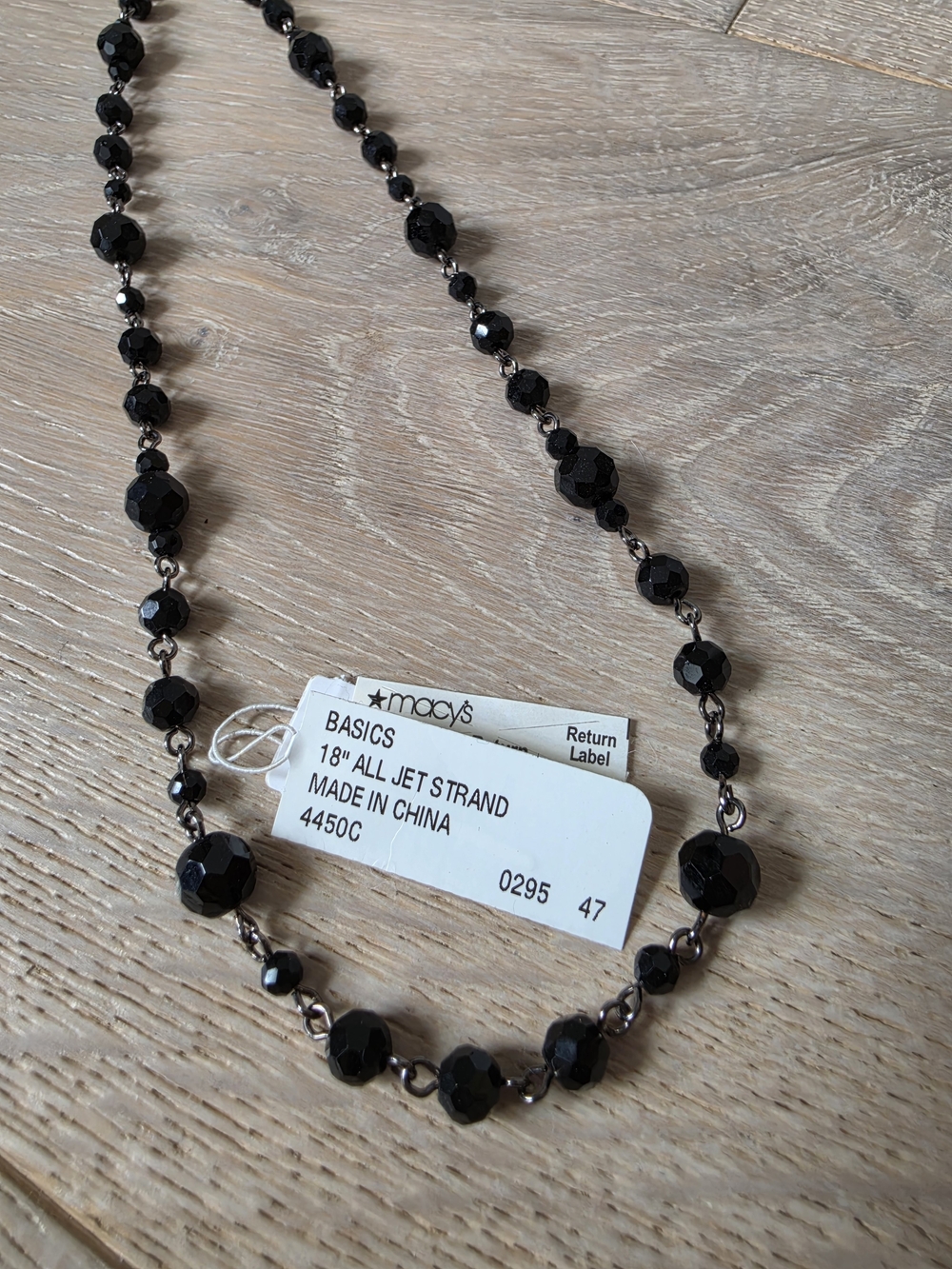 Vintage Charter Club Black Faceted Bead Strand Necklace